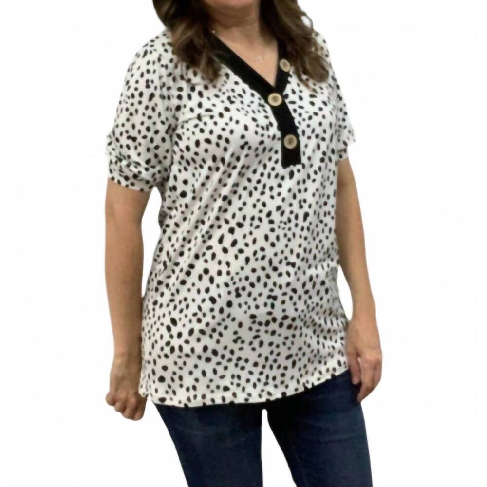 NEW VANILLA BAY spotted short sleeves shirt in black
